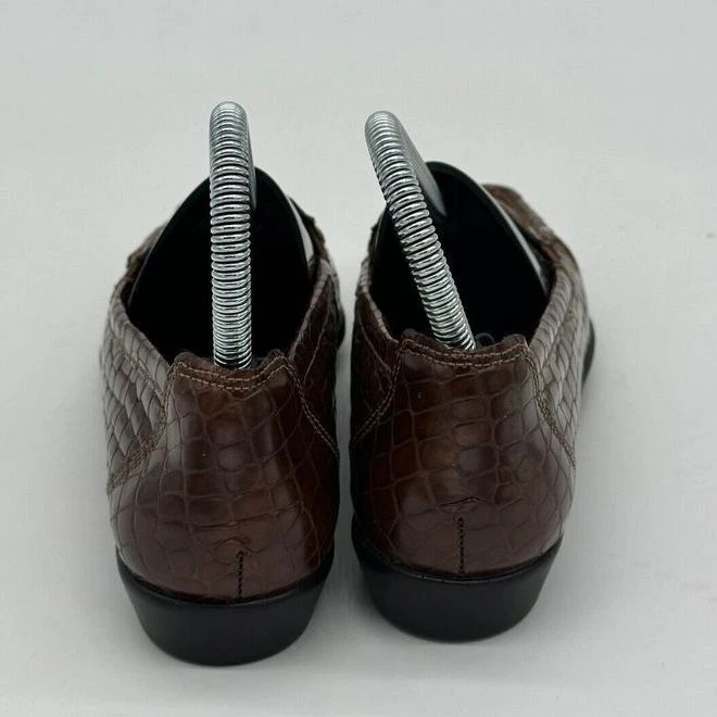 Zapatos Mocasines de Cuero SAS para Mujer 7.5N Marrón Estampado de Cocodrilo Trípad Confort Patente Foto 2 de 4