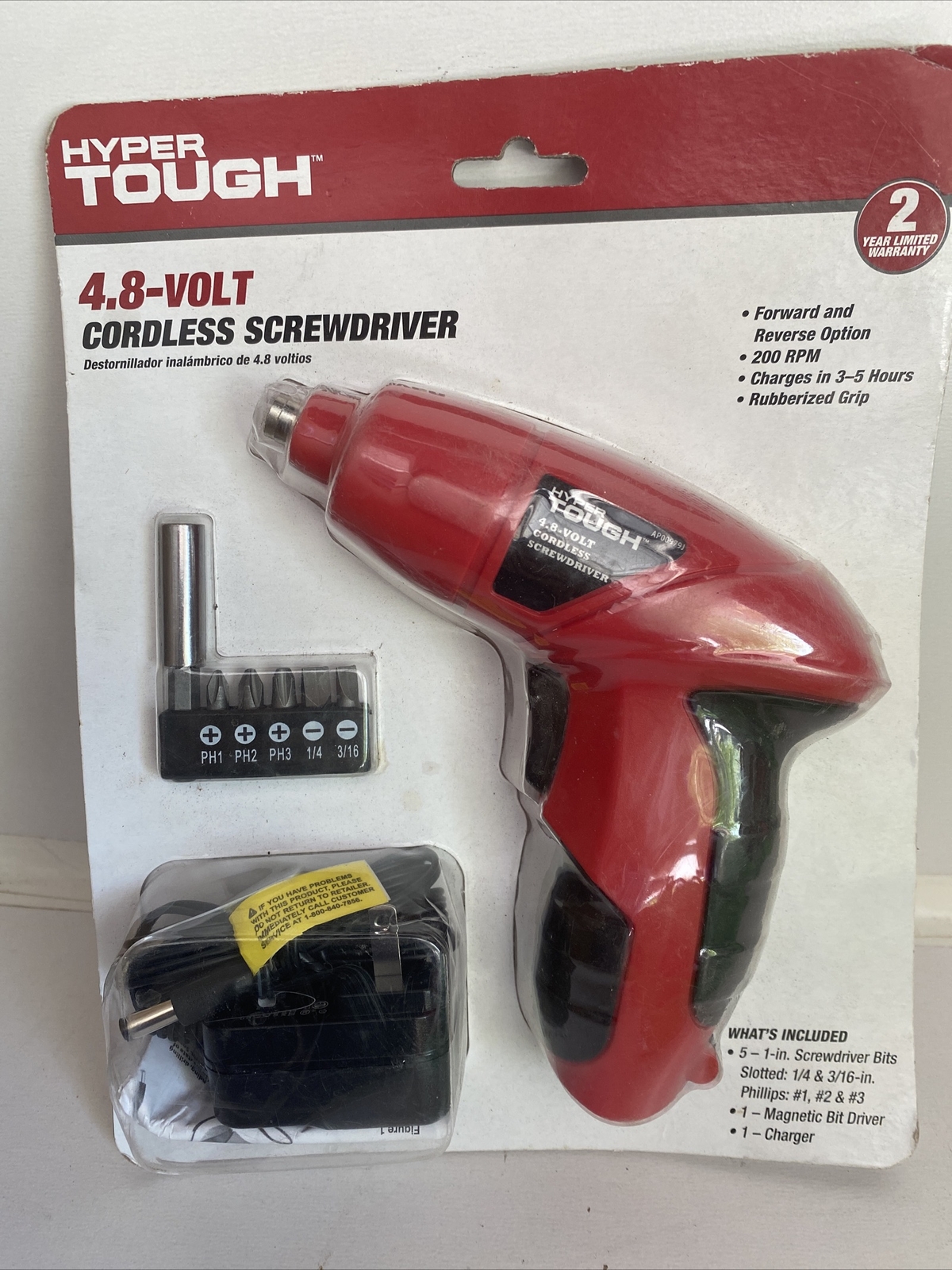 Hyper Tough 4.8VOLT Cordless Screwdriver w/charger and bit