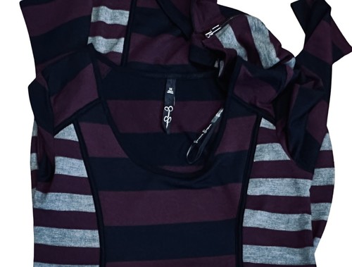 Jessica Simpson Pencil Dress Long Sleeve Stripe Purple Gray Black Stretch S-Med - Picture 5 of 5