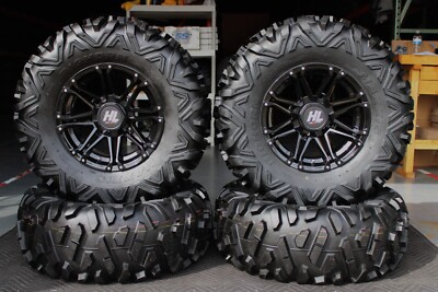 KAWASAKI MULE SX 30'' BIGHORN RADIAL ATV TIRE & 14'' HL3 BLK WHEEL KIT KAW1CA