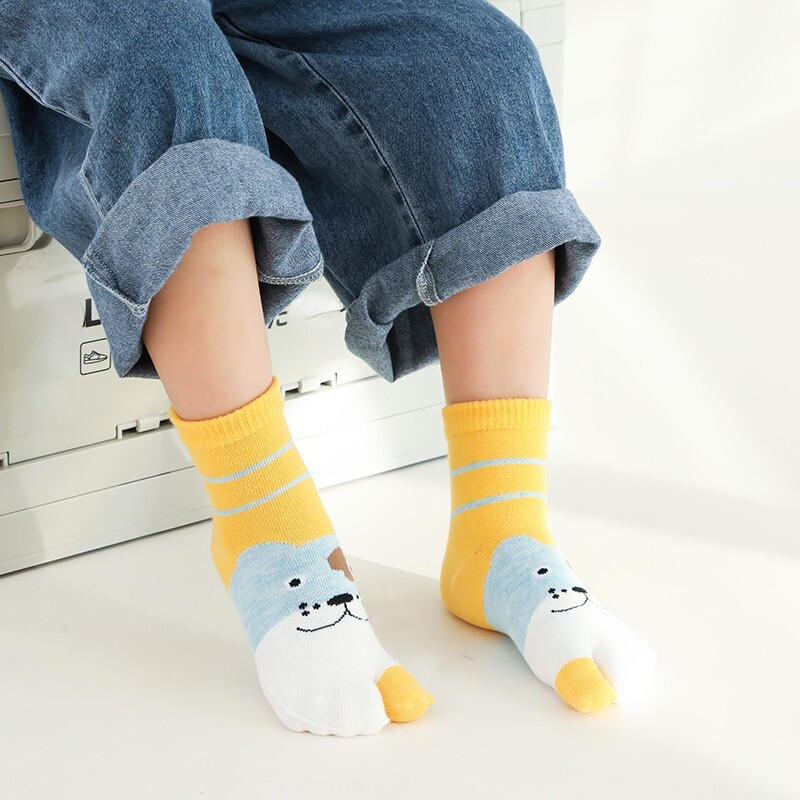 3 Pairs Japanese Kids Girls Boys Tabi Two Toes Split Socks