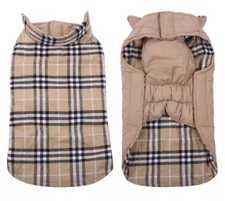 KUOSER, Sz Med, Reversible/Water Repellent Dog Vest in British Plaid/Solid. NEW.