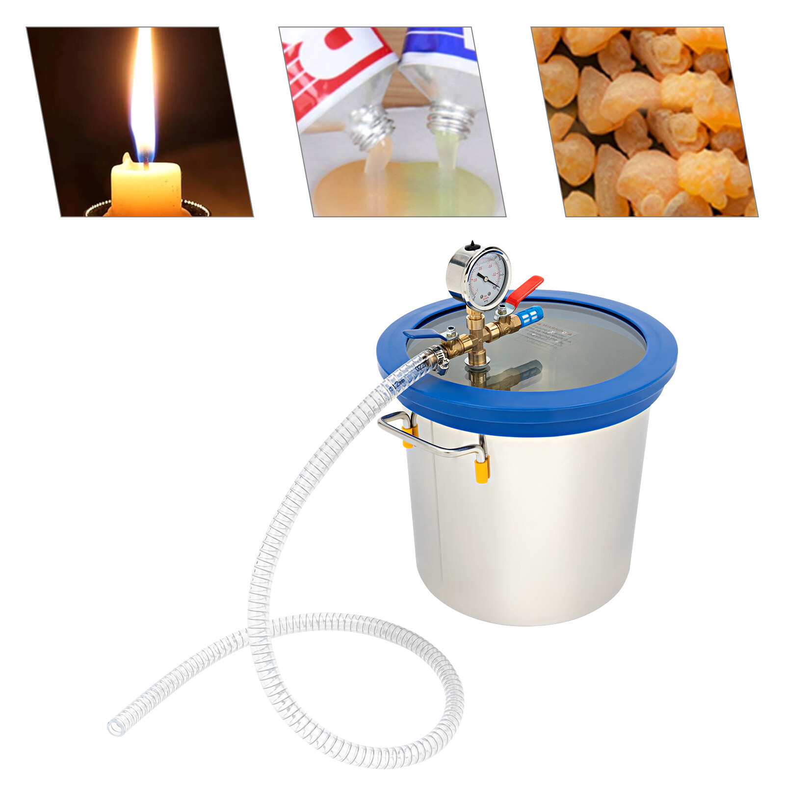 3 Gallon Vacuum Degassing Chamber With Vacuum Gauge & Hose For Resin Casting