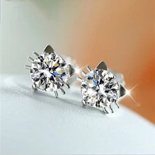 Gorgeous Crystal Cat  Rhinestone Earrings Ear Stud Women Weddings Gift New