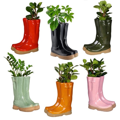 XL Flower Plant Pot Wellington Boot Ceramic Outdoor Garden Planter Gift Large eBay