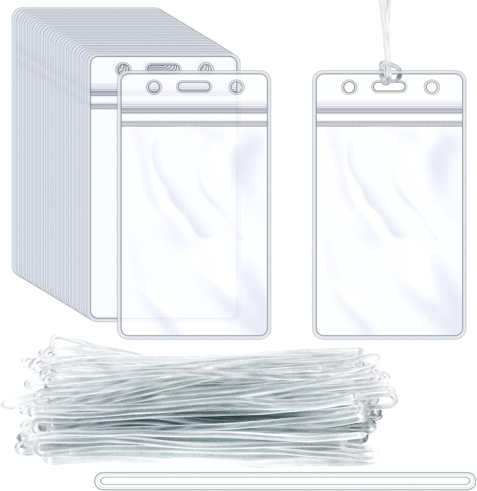 60 PCS Clear Plastic Bag Tags, Luggage Bag Tag Holder Bulk
