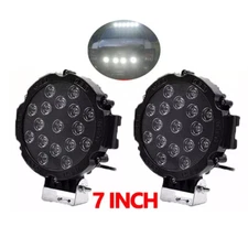 Pair 7 Inch LED Pods Work Light Bar Round Driving Fog Headlight Truck Off Road