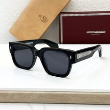 JMM ENZO Handcrafted Square Sunglasses Unisex - Black Blue 51  23
