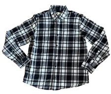 Tilley Black & White Plaid Men's Lg Long-Sleeve Button-Up Shirt Classic Country