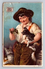 James Pyles Pearline Crawfish Cat Dog Boy Victorian Trade Card P635