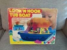 NEW RARE Vintage 1985 Tomy Look 'n Hook Bathtub Boat W Periscope, Magnet Fish
