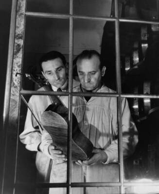 Italian luthiers Leandro Bisiach Jr & Giacomo Bisiach inspect one  Old Photo