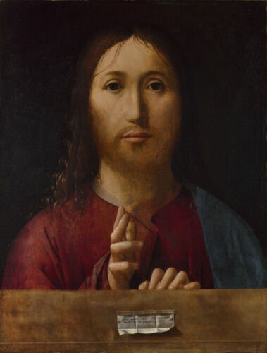 Pintura al óleo Jesucristo-Bendición-Antonello-da-Messina en óleo sobre lienzo arte - Imagen 1 de 1