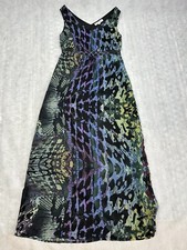 Together Multicoloured Maxi Dress Size 10 V-Neck Abstract Print Elegant