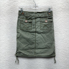 Y2K Vintage Low Rise Cargo Skirt 0 2 24 25 Small Olive Khaki Green Fairy Grunge