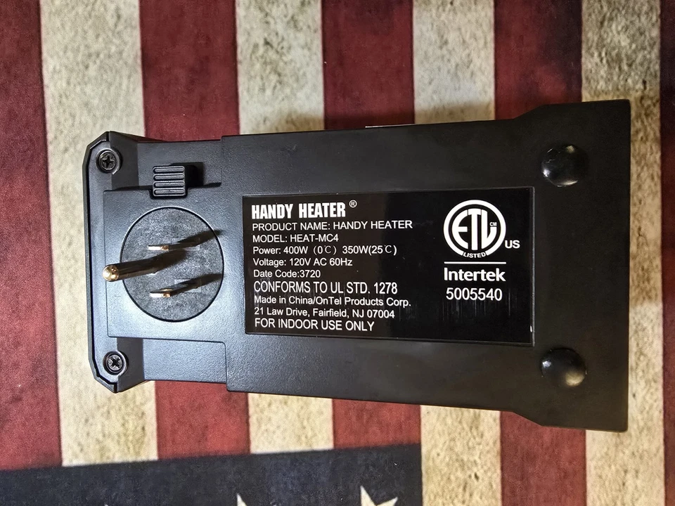 As Seen On TV Handy Heater Wall Outlet Space Heater 350 Watts Adjustable Temp - Image 3 of 4