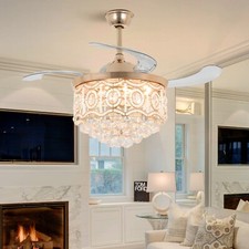 42"Crystal Fandelier Fan Lights Modern Ceiling Fan with Light and Remote Fan