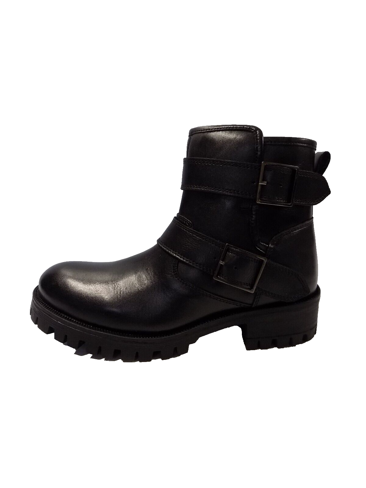 SAOLA Stivaletti neri in pelle misura dalla 6 alla 5 5 donna suola grossa tacco basso biker onfire