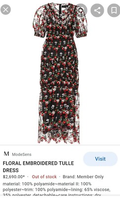Simone Rocha Runway Midi Dress Embroidered Rose Tulle Gown US4 UK8 IT40 S $2690