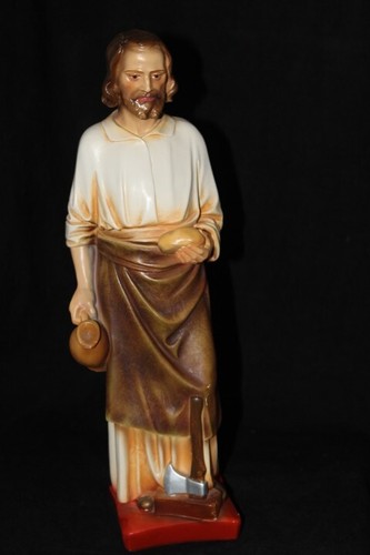 VINTAGE ST. JOSEPH THE WORKER FIGURE CATHOLIC STATUE GIFTS PLASTER 15'' - Picture 19 of 22