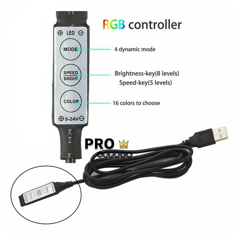 4 Pin USB 1M 20Key 24Key Musik Sound RGB LED Licht Controller - Bild 3 von 4