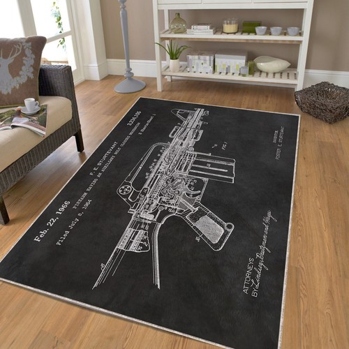 AR 15 Decoration Area Rug, AR-15 Patent Rug for Living-room, Gun Decoration Rug - Picture 5 of 6