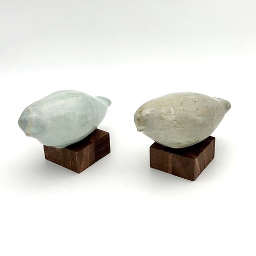 Love Birds Pair Pinch Pot Stamped JM Studio Pottery Celadon Glazed - Picture 4 of 13