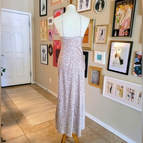 Victoria's Secret Silk Y2K Blue Cream and White Leopard Print Maxi Slip Dress - Picture 6 of 8
