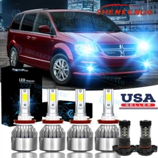 8000K LED Headlight Kit High Low Fog Light Bulbs For Dodge Grand Caravan 2011-19