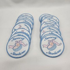 25 Nursery Newborn OB Nurse Baby Doctor 2 5/8" Embroidered Patch Blue White Sew