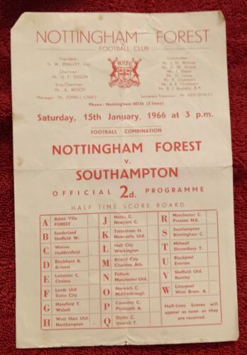 Nottingham Forest FC Reserves vs Southampton FC Reserves 1965/6. - 第 1/2 張圖片