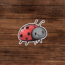Adorable Ladybug Sticker - Cute Red and Gray Watercolor Bug Decal 256
