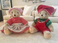 Vintage Collectible Plush Bears, Fully Dressed Excellent Condition - Set of 2