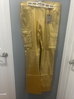 Armor Jeans ASJ01 Men s 34x36 Stacked Denim Gold Metallic Wash Off Finish $110