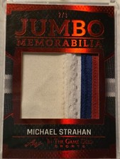 Selling a michael strahan game patch one jersey football card
