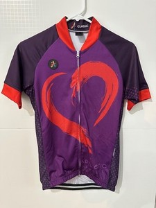 Artletic Apparel Womens Small Cycling Jersey Purple Red Heart Full Zip