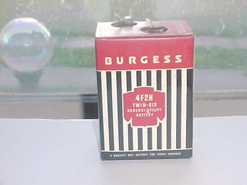 VINTAGE BURGESS 4F2H Battery TWIN SIX FREEPORT ILLINOIS DISPLAY