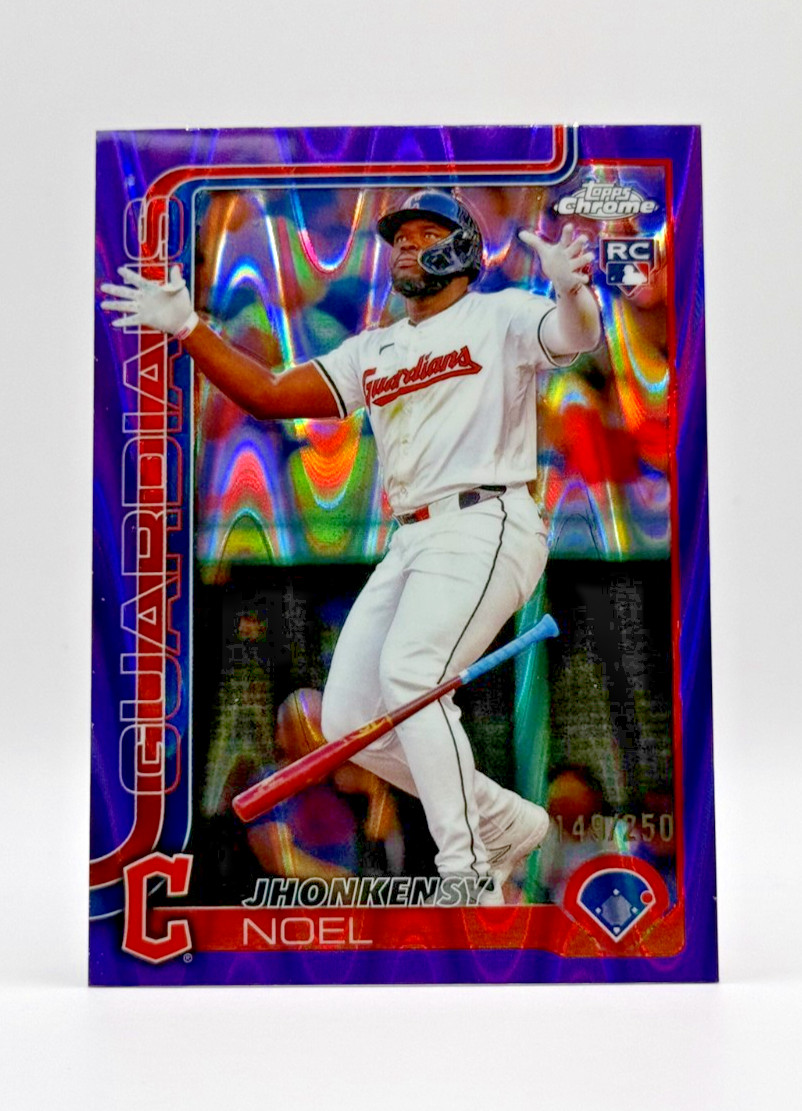 2025 Topps Chrome Rookie Purple Ray Wave #291 Jhonkensy Noel RC /250 -HD