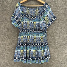 Unbranded Mini Dress Women S Small Blue Striped Short Short Sleeve Round Neck