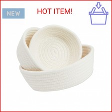 Juvale Small Round Cotton Rope Storage Baskets - Nesting Storage Bin Pack - Cott
