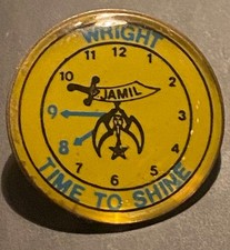 VTG Wright Time to Shine JAMES E. WRIGHT POTE Jamil Shriners Gold Tone PIN Rare