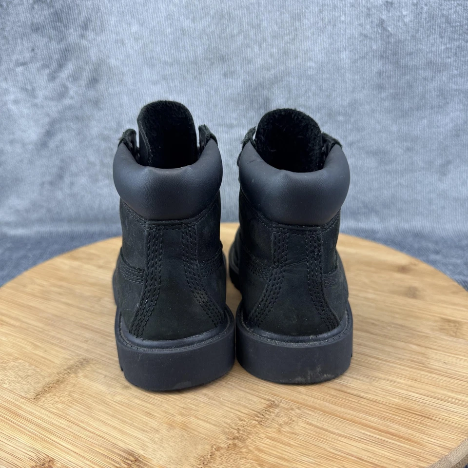 Botas Timberland infantil tamanho 9 couro nobuck preto com cadarço no tornozelo 12807 crianças - Imagem 4 de 4