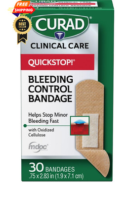 CURAD QuickStop! Flex-Fabric 0.75x2.83 Inch (Pack of 1), Fabric Bandages