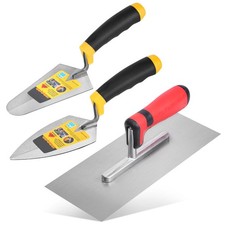 3 Pcs Masonry Tool Set, 6" Pointing Trowel 11"x4" Carbon Steel Flat Finishi...