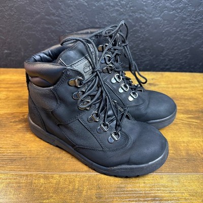 Timberland Field Boot A74163 Black Leather Cordura Ankle Boots Boys Size 3.5