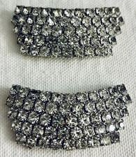 Vintage Silver Tone 5-Row Prong Set Clear Rhinestone Shoe Clips Classic Look