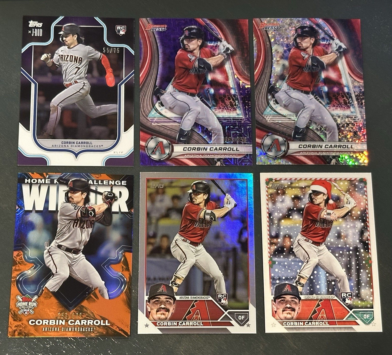 2023 Topps X J-Rod - Corbin Carroll RC - Purple Foil /75 + Bowman’s Best /250