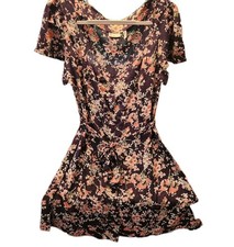 New Women's Short-Sleeve Black With Floral Print Dress By ASOS Size 10