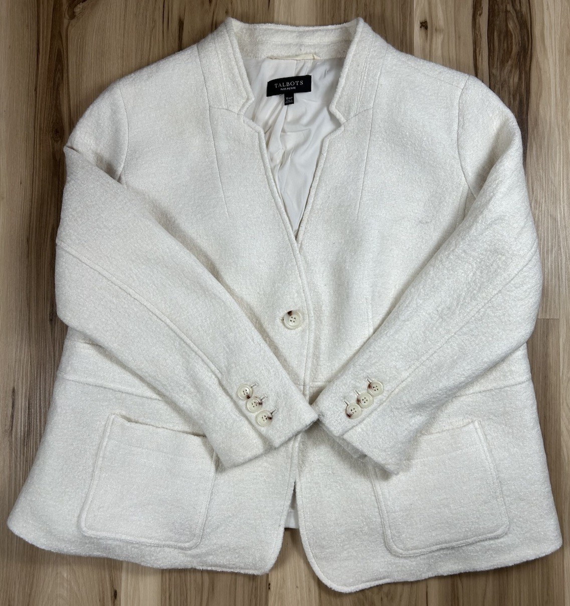 Talbots Wool Collarless Blazer Jacket Lined Women… - image 2