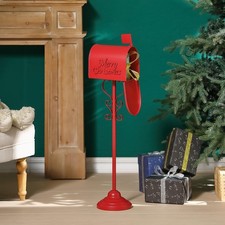 Metal Christmas Letters to Santa Mailbox, 37" H North Pole Mailbox Christmas ...